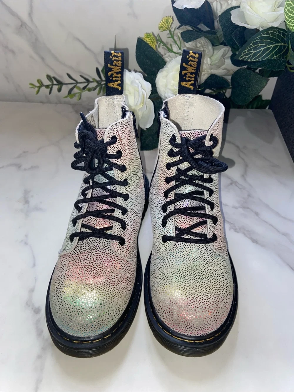 Dr. Martens 1460 Pascal Boot Iridescent Lace-Up Combat Boots size 2